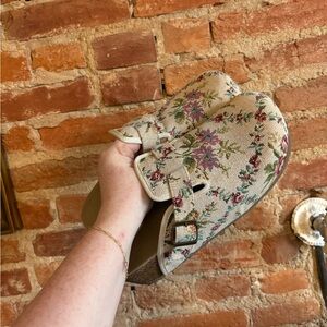 Altar'd State Cream and Pink Mules with Floral Design
